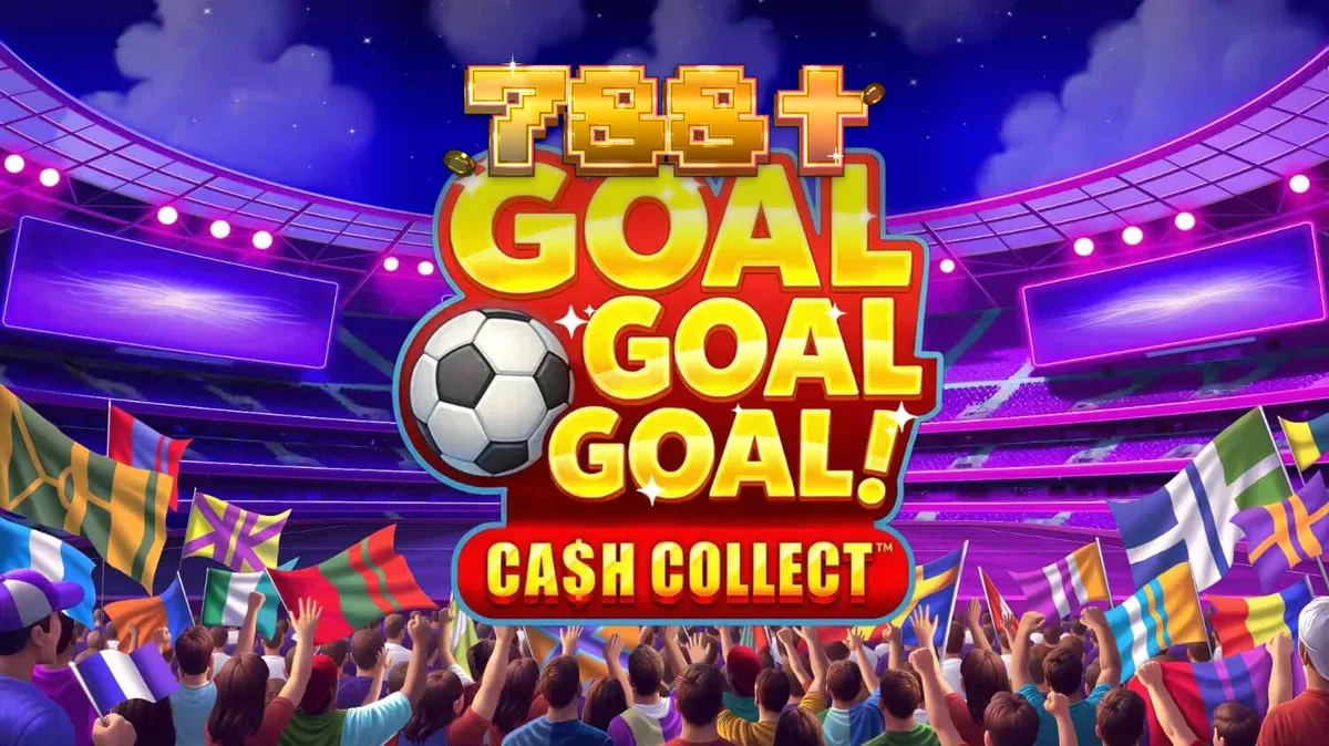 Interface vibrante do slot Goal Goal Goal: Cash Collect com temática de estádio de futebol
